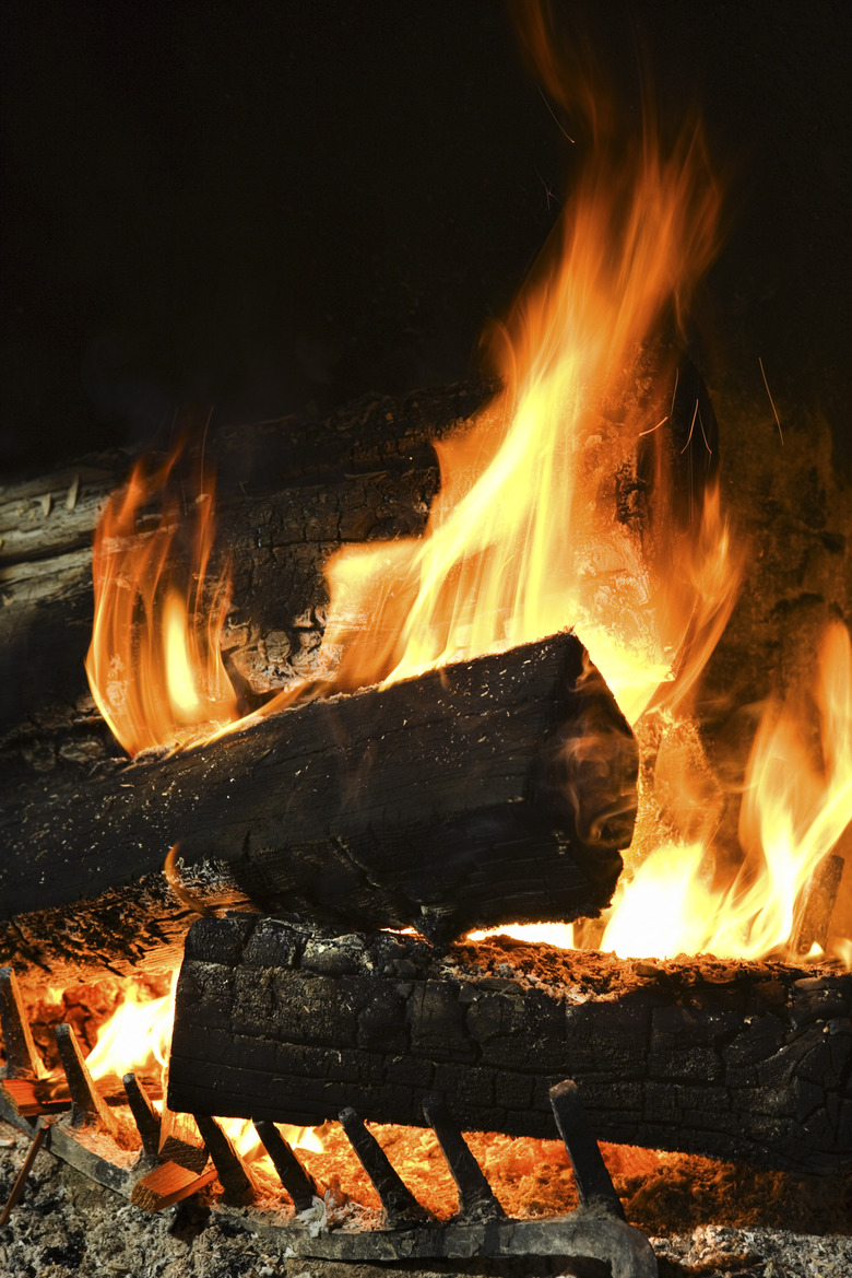 Burning logs in fire