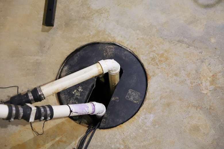 A sump pump in a home basement.