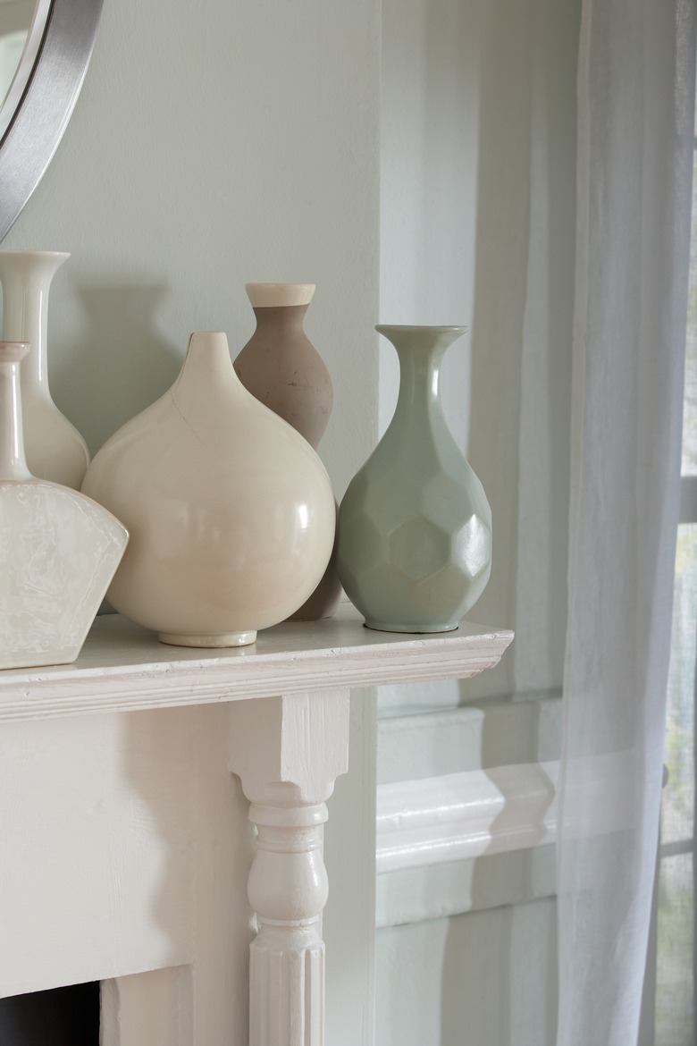 fireplace with vases