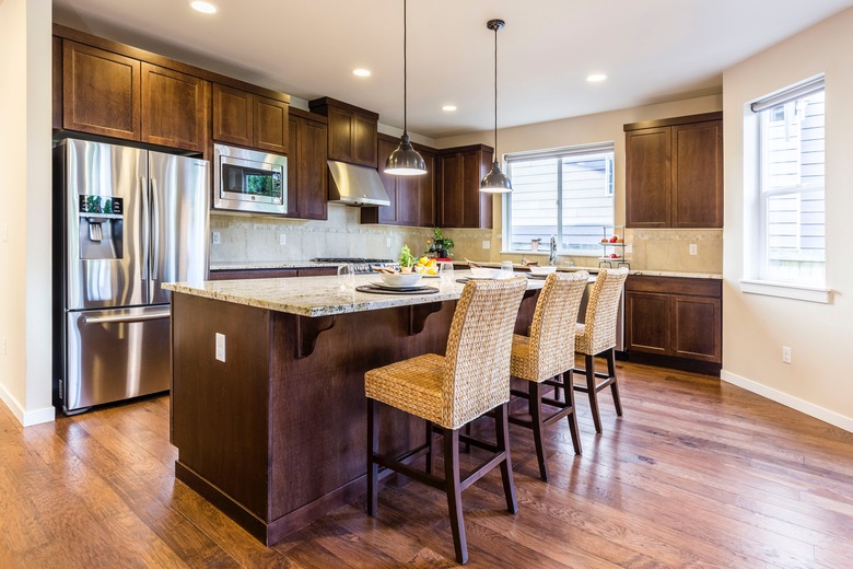 traditional kitchen with wood island