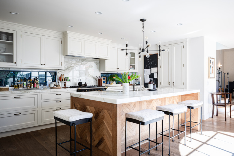 modern kitchen with wood island