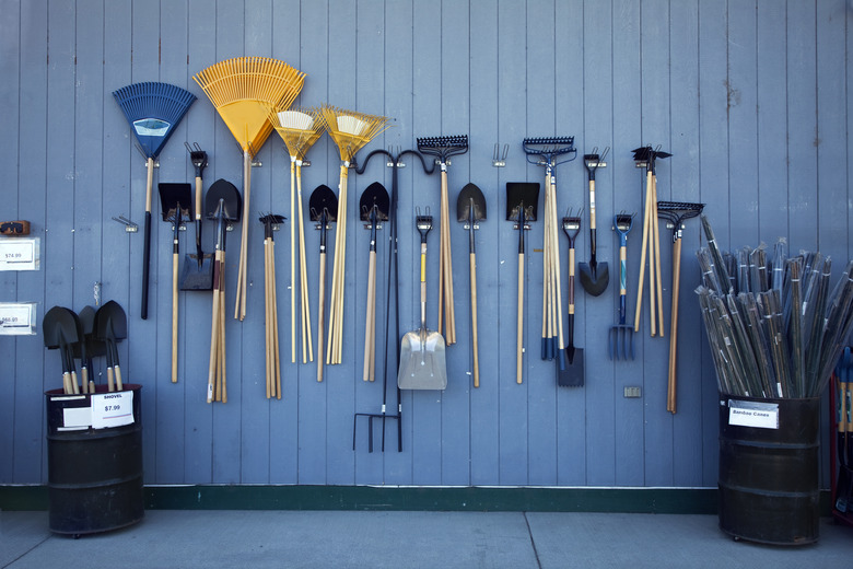 Garden tools on display