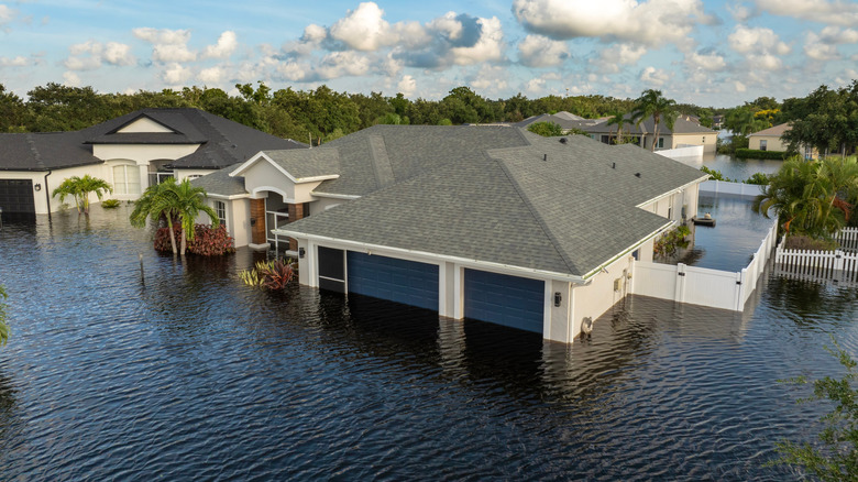 flood water rising around home