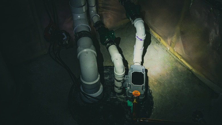 sump pump and sewer pipes