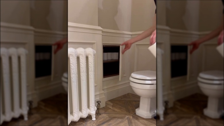 TP storage hidden in wainscoting