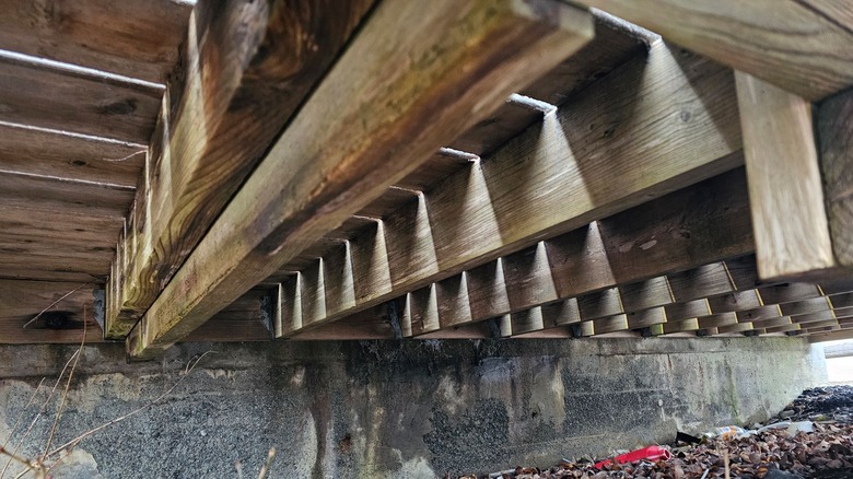 Framing on underside of deck