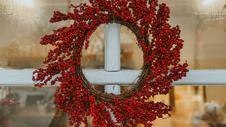 Christmas wreath made with branches and berries