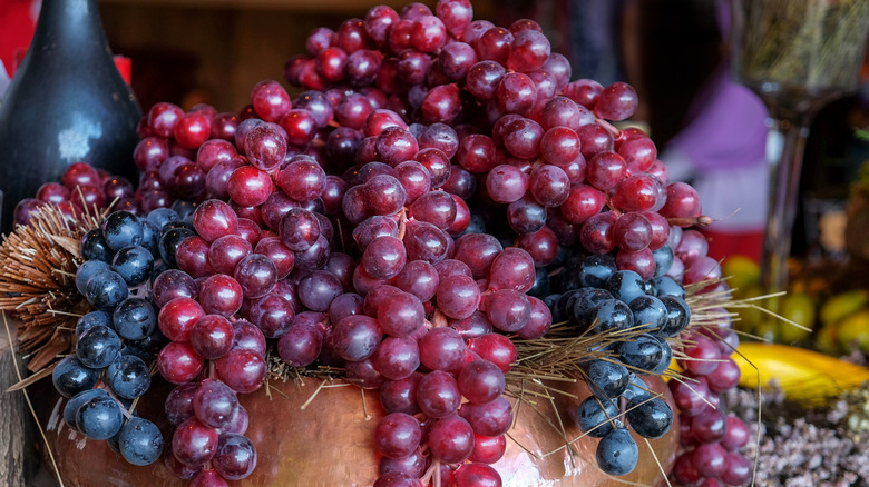 bowl full of faux grapes