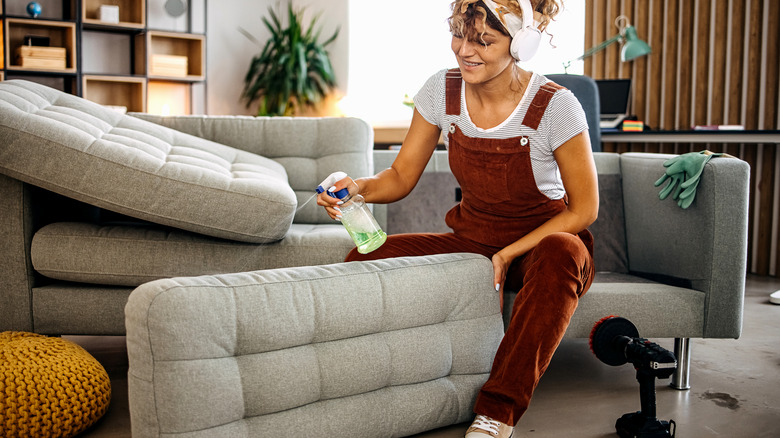 Deep-cleaning a sofa cushion