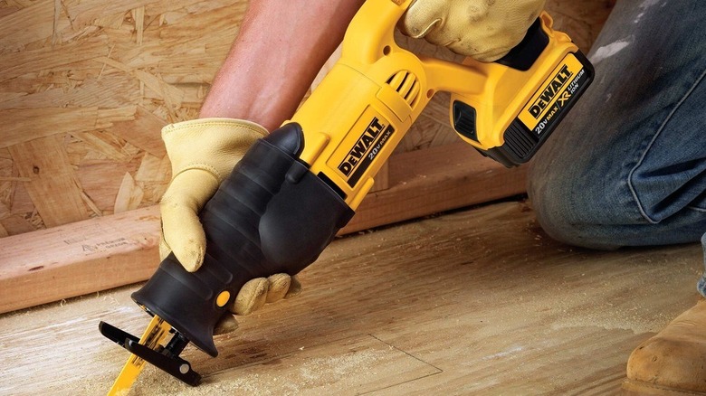 DeWalt 20V MAX reciprocating saw kit in action