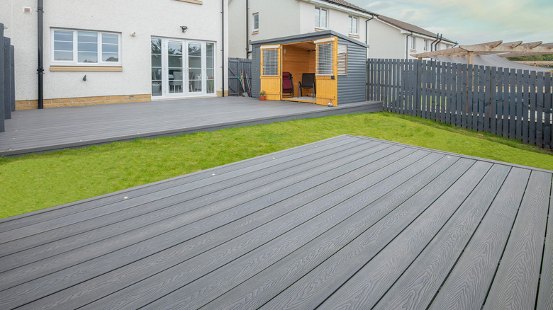 Composite decking near ground level