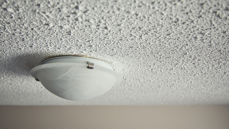 close-up of white popcorn ceiling