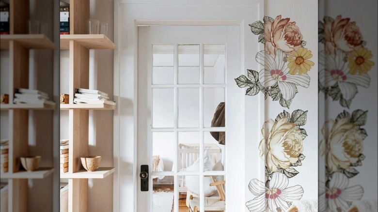 floral decals overlapping doorway