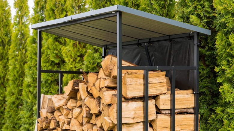 firewood storage with roof