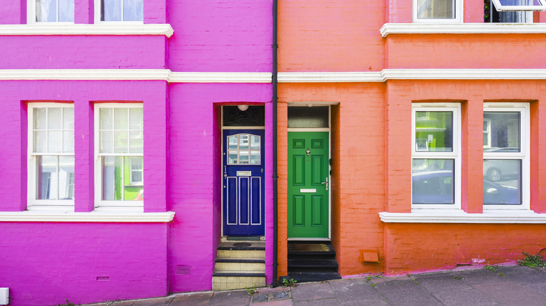 aqua door on white home