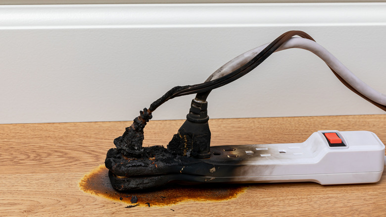 Surge protector burned by an electrical fault