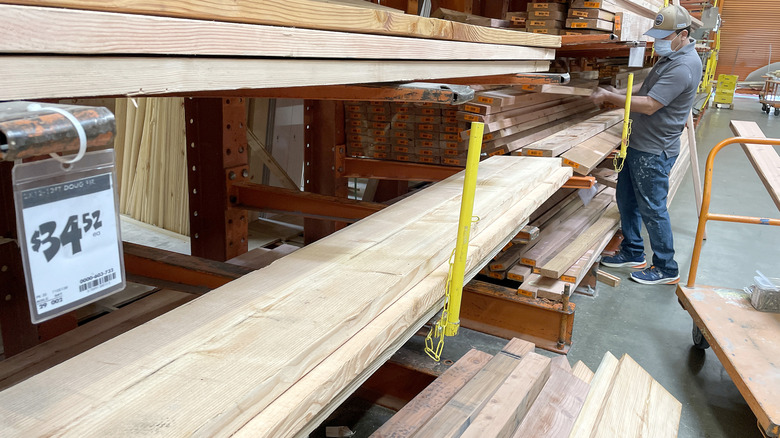 Lumber rack at Home Depot