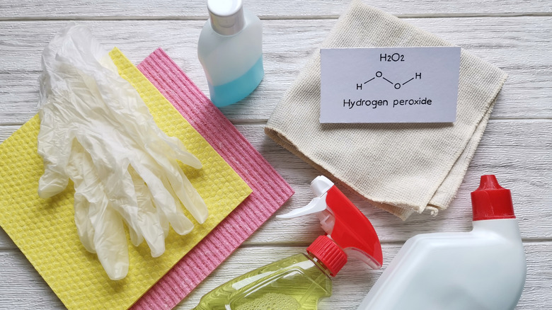 Hydrogen peroxide and gloves