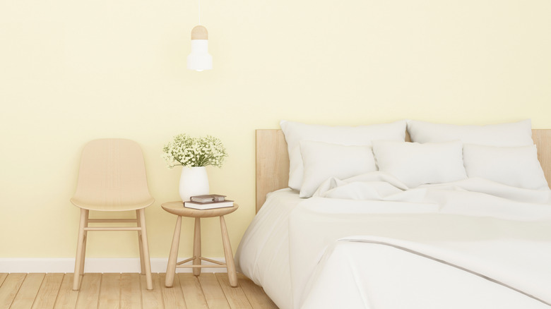 pale yellow modern bedroom