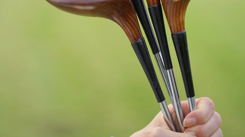 Vintage wooden golf clubs