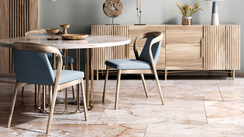 marble dining table with chairs