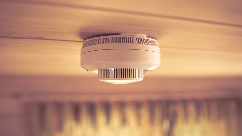 carbon monoxide detector on a ceiling