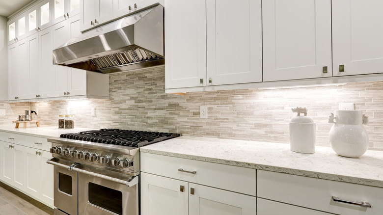 Range hood over gas stove