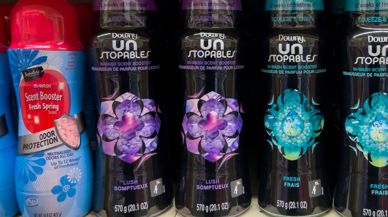 Scent booster beads products on display at grocery store