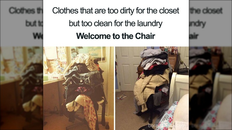 Dirty clothes on chair meme