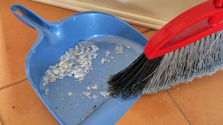 Glass in dustpan