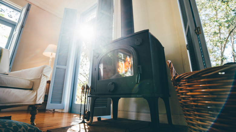 stove in aesthetic livingroom